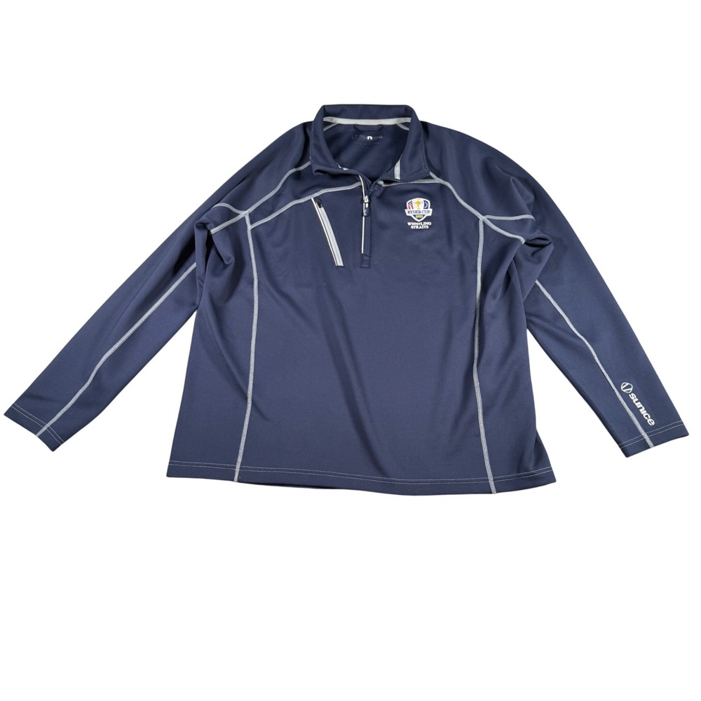 Sunice Ryder Cup 2020 Whistling Straits Men Large Navy  1/4 Zip Pullover READ